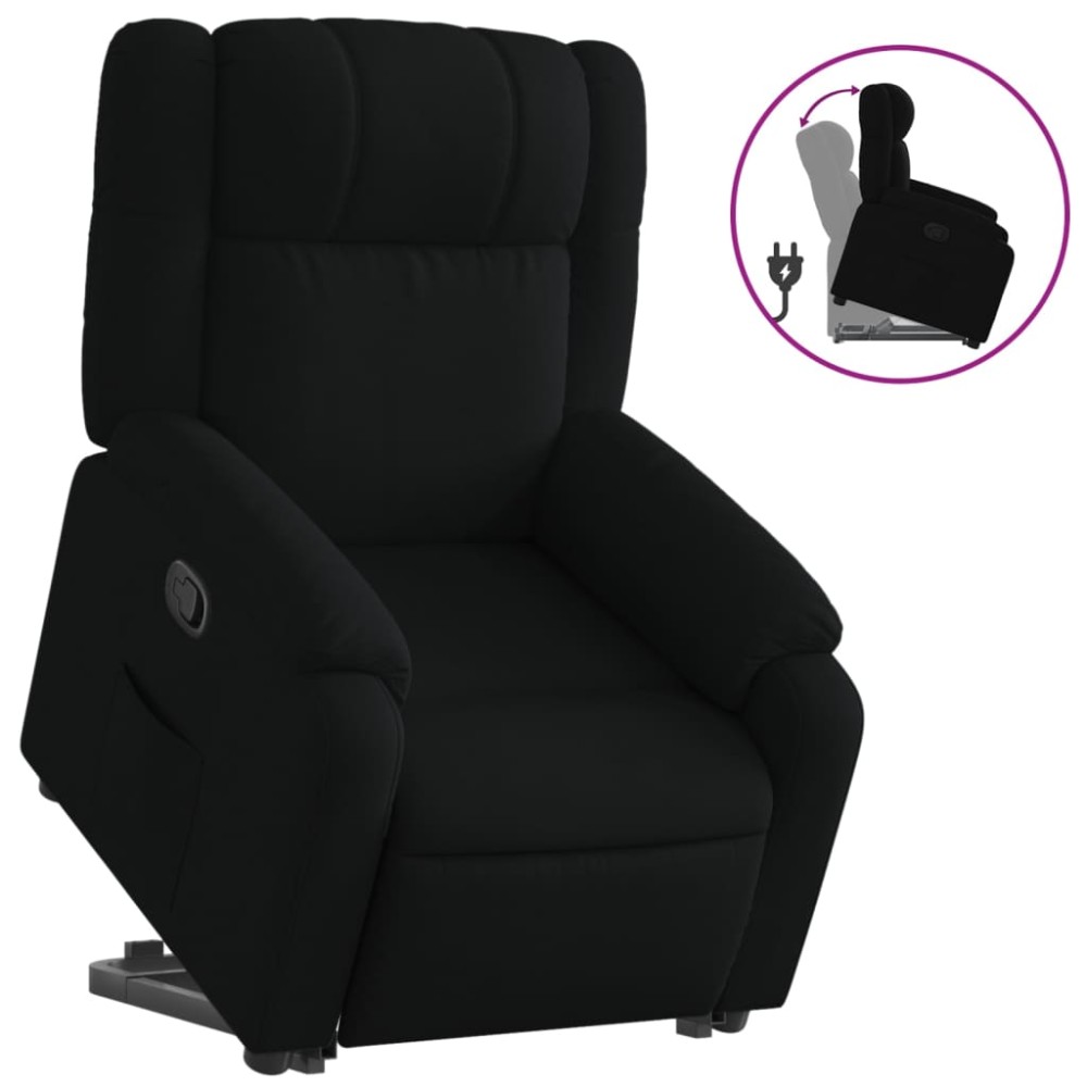 vidaXL Fotoliu rabatabil cu ridicare pe verticală, negru, textil