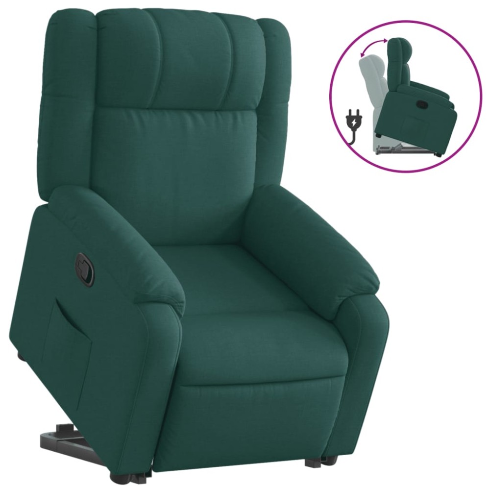 vidaXL Fotoliu rabatabil ridicare pe verticală, verde închis, textil