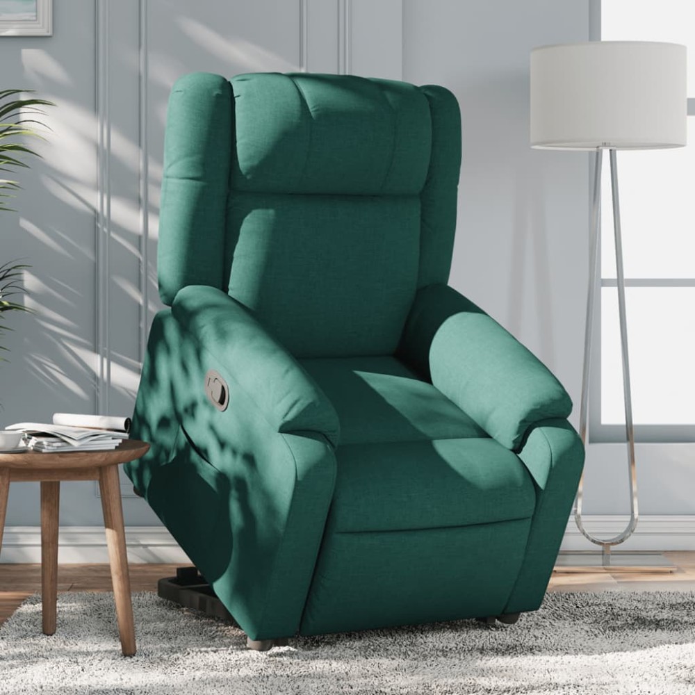vidaXL Fotoliu rabatabil ridicare pe verticală, verde închis, textil