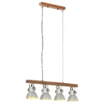 vidaXL Lampă suspendată industrială, argintiu, lemn de mango, E27 vidaXL Lampă suspendată industrială, argintiu, lemn de mango, E27