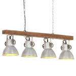 vidaXL Lampă suspendată industrială, argintiu, lemn de mango, E27 vidaXL Lampă suspendată industrială, argintiu, lemn de mango, E27