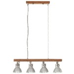 vidaXL Lampă suspendată industrială, argintiu, lemn de mango, E27 vidaXL Lampă suspendată industrială, argintiu, lemn de mango, E27