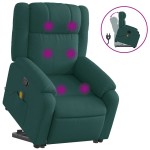vidaXL Fotoliu rabatabil de masaj, cu ridicare, verde închis, textil