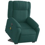vidaXL Fotoliu rabatabil de masaj, cu ridicare, verde închis, textil