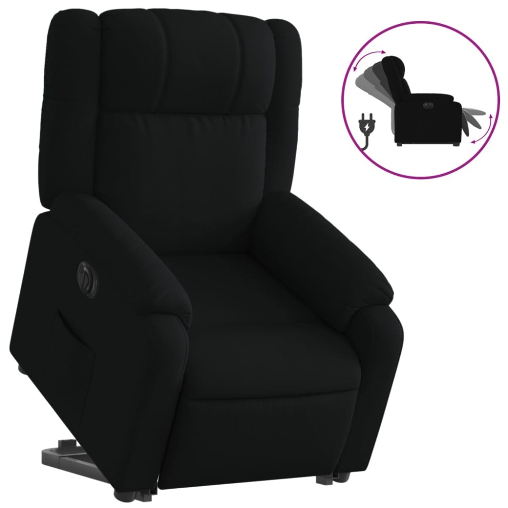 vidaXL Fotoliu electric rabatabil cu ridicare, negru, textil