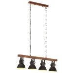 vidaXL Lampă suspendată industrială, negru, lemn de mango, E27 vidaXL Lampă suspendată industrială, negru, lemn de mango, E27