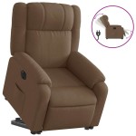 vidaXL Fotoliu electric rabatabil cu ridicare, maro, textil