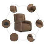 vidaXL Fotoliu electric rabatabil cu ridicare, maro, textil
