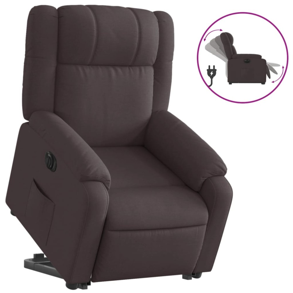 vidaXL Fotoliu electric rabatabil cu ridicare, maro închis, textil