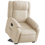 vidaXL Fotoliu electric rabatabil cu ridicare, crem, textil