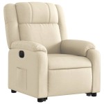 vidaXL Fotoliu electric rabatabil cu ridicare, crem, textil
