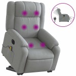 vidaXL Fotoliu electric masaj rabatabil cu ridicare, gri închis textil