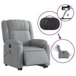 vidaXL Fotoliu electric masaj rabatabil cu ridicare, gri închis textil