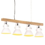 vidaXL Lampă suspendată industrială, alb, lemn de mango, E27 vidaXL Lampă suspendată industrială, alb, lemn de mango, E27