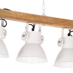 vidaXL Lampă suspendată industrială, alb, lemn de mango, E27 vidaXL Lampă suspendată industrială, alb, lemn de mango, E27