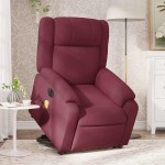 vidaXL Fotoliu de masaj electric rabatabil cu ridicare roșu vin textil