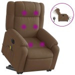 vidaXL Fotoliu electric de masaj rabatabil cu ridicare, maro, textil vidaXL Fotoliu electric de masaj rabatabil cu ridicare, maro, textil