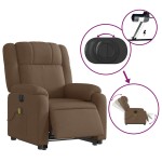 vidaXL Fotoliu electric de masaj rabatabil cu ridicare, maro, textil vidaXL Fotoliu electric de masaj rabatabil cu ridicare, maro, textil