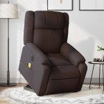 vidaXL Fotoliu electric masaj rabatabil cu ridicare maro închis textil vidaXL Fotoliu electric masaj rabatabil cu ridicare maro închis textil