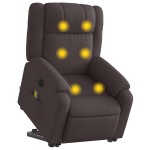 vidaXL Fotoliu electric masaj rabatabil cu ridicare maro închis textil vidaXL Fotoliu electric masaj rabatabil cu ridicare maro închis textil