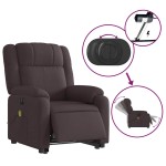vidaXL Fotoliu electric masaj rabatabil cu ridicare maro închis textil vidaXL Fotoliu electric masaj rabatabil cu ridicare maro închis textil