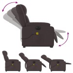 vidaXL Fotoliu electric masaj rabatabil cu ridicare maro închis textil vidaXL Fotoliu electric masaj rabatabil cu ridicare maro închis textil