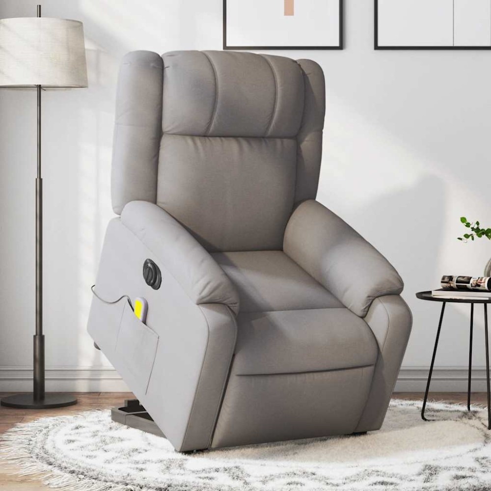 vidaXL Fotoliu electric masaj rabatabil cu ridicare, gri taupe, textil