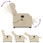 vidaXL Fotoliu electric de masaj rabatabil cu ridicare, crem, textil vidaXL Fotoliu electric de masaj rabatabil cu ridicare, crem, textil