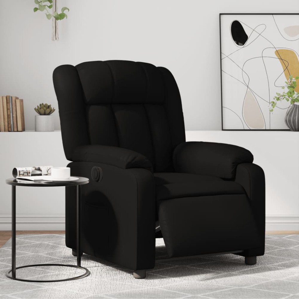 vidaXL Fotoliu rabatabil electric, negru, piele ecologică