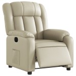 vidaXL Fotoliu rabatabil electric, crem, piele ecologică