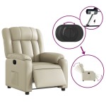 vidaXL Fotoliu rabatabil electric, crem, piele ecologică