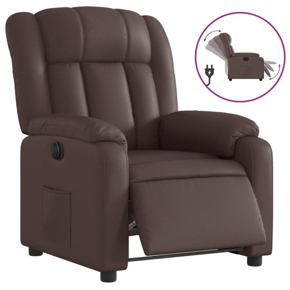 vidaXL Fotoliu rabatabil electric, maro, piele ecologică
