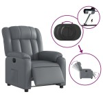 vidaXL Fotoliu rabatabil electric, gri, piele ecologică