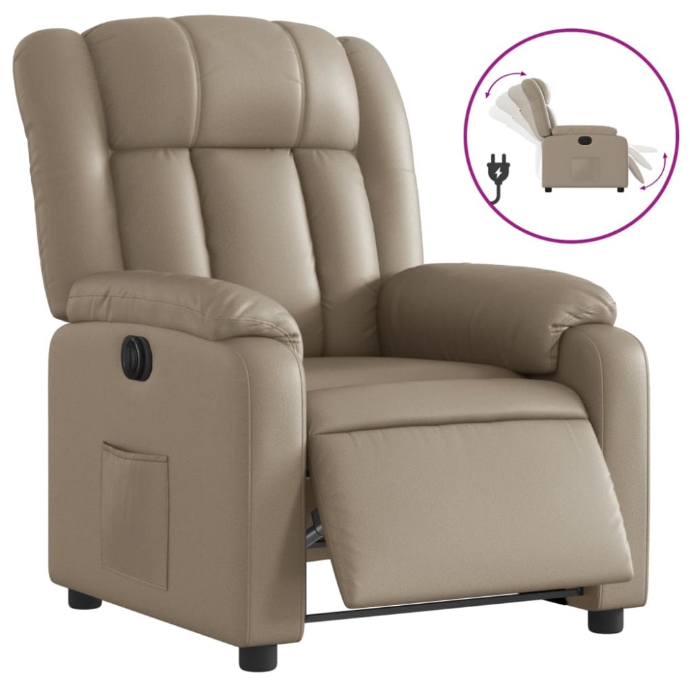 vidaXL Fotoliu rabatabil electric, cappuccino, piele ecologică