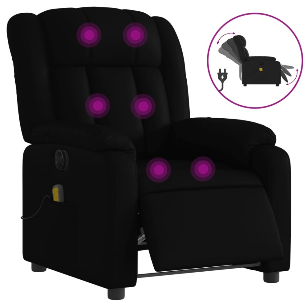 vidaXL Fotoliu electric de masaj rabatabil, negru, piele ecologică