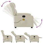 vidaXL Fotoliu electric de masaj rabatabil, crem, piele ecologică