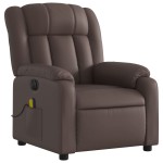 vidaXL Fotoliu electric de masaj rabatabil, maro, piele ecologică