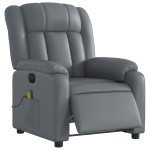vidaXL Fotoliu de masaj electric rabatabil, gri, piele ecologică