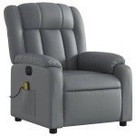 vidaXL Fotoliu de masaj electric rabatabil, gri, piele ecologică