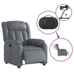 vidaXL Fotoliu de masaj electric rabatabil, gri, piele ecologică