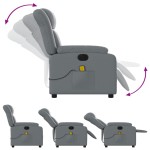vidaXL Fotoliu de masaj electric rabatabil, gri, piele ecologică