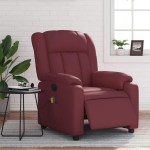 vidaXL Fotoliu de masaj electric rabatabil, roșu vin, piele ecologică vidaXL Fotoliu de masaj electric rabatabil, roșu vin, piele ecologică