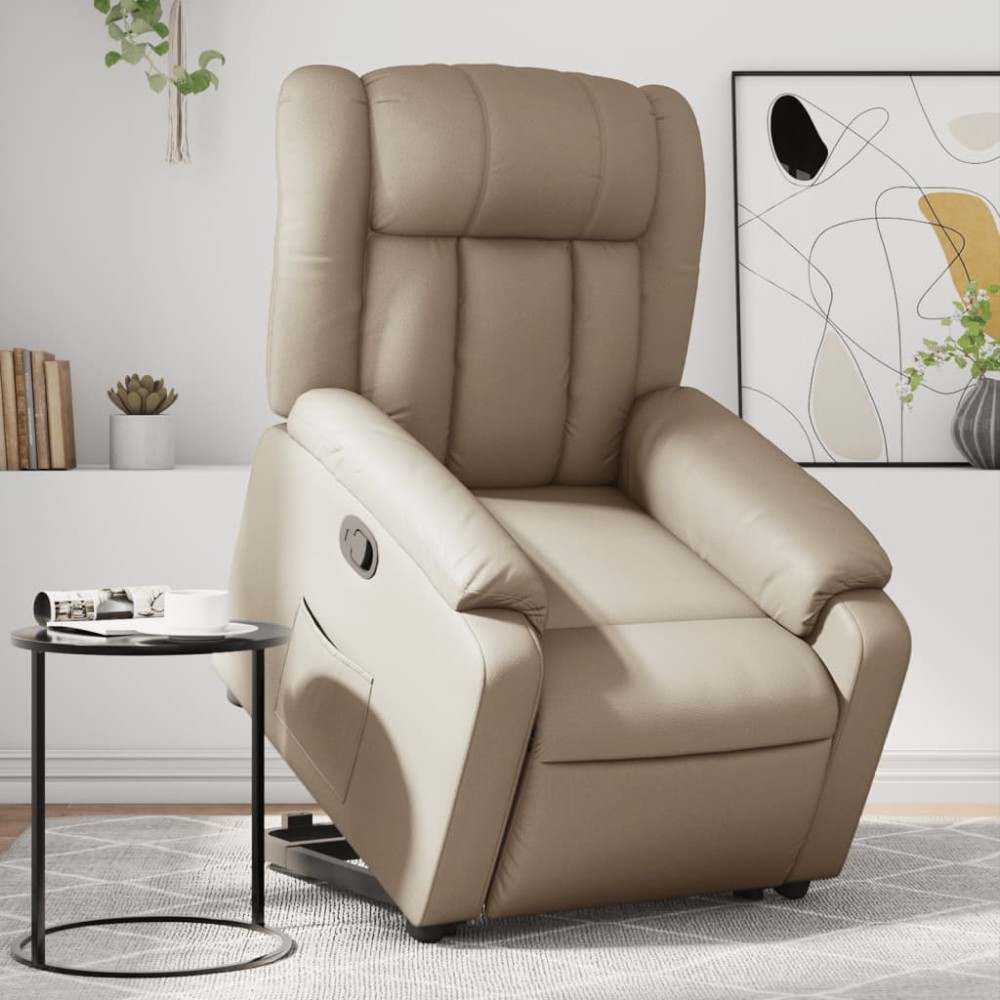 vidaXL Fotoliu rabatabil cu ridicare, cappuccino, piele ecologică