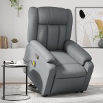 vidaXL Fotoliu rabatabil cu ridicare, gri, piele ecologică vidaXL Fotoliu rabatabil cu ridicare, gri, piele ecologică