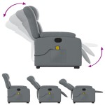 vidaXL Fotoliu rabatabil cu ridicare, gri, piele ecologică vidaXL Fotoliu rabatabil cu ridicare, gri, piele ecologică