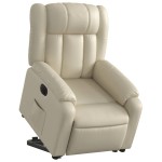 vidaXL Fotoliu rabatabil electric cu ridicare, crem, piele ecologică