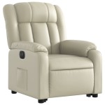 vidaXL Fotoliu rabatabil electric cu ridicare, crem, piele ecologică