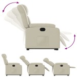 vidaXL Fotoliu rabatabil electric cu ridicare, crem, piele ecologică