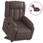 vidaXL Fotoliu rabatabil electric cu ridicare, maro, piele ecologică