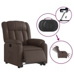 vidaXL Fotoliu rabatabil electric cu ridicare, maro, piele ecologică